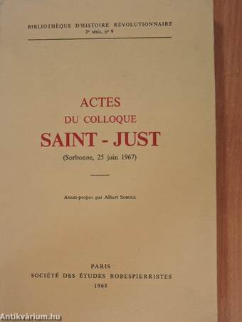 Actes du Colloque Saint-Just