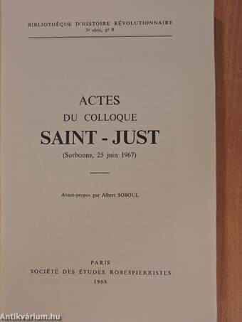 Actes du Colloque Saint-Just