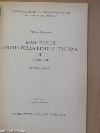 Manuale di Storia Della Lingua Italiana II.