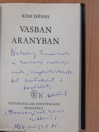 Vasban aranyban (dedikált példány)