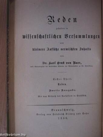 Reden gehalten in wissenschaftlichen Versammlungen und kleinere Aufsätze vermischten Inhalts I-III. (gótbetűs)