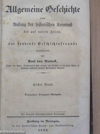 Allgemeine Geschichte vom Anfang der historischen Kenntniß bis auf unsere Zeiten 1-9. (gótbetűs)