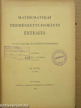 Mathematikai és Természettudományi Értesítő 1902/5.