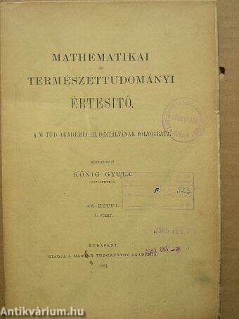 Mathematikai és Természettudományi Értesítő 1902/4.