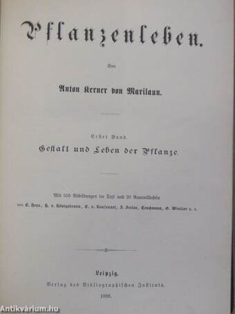 Pflanzenleben 1-2. (gótbetűs) (Dr. Entz Géza könyvtárából)