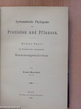 Systematische Phylogenie der Protisten und Pflanzen I.