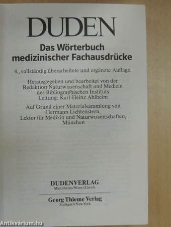 Duden - Das Wörterbuch medizinischer Fachausdrücke