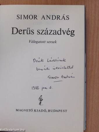 Derűs századvég (dedikált példány)