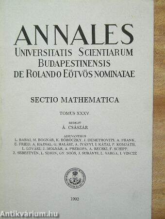 Annales Universitatis Scientiarum Budapestinensis de Rolando Eötvös nominatae XXXV.