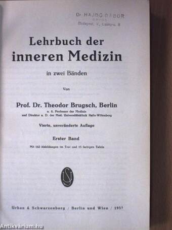 Lehrbuch der inneren Medizin in zwei Bänden I-II.