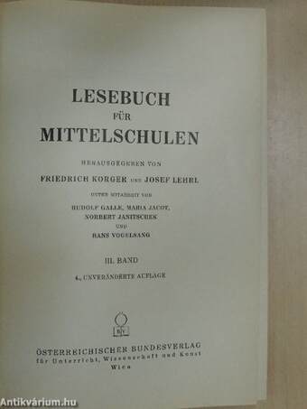 Lesebuch für Mittelschulen III.