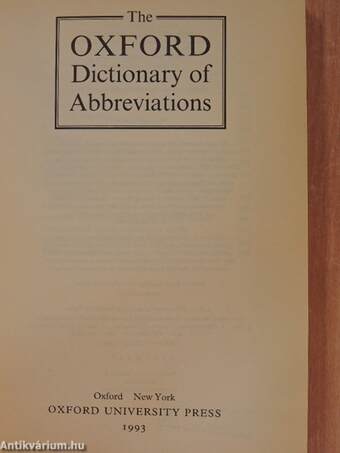 The Oxford Dictionary of Abbreviations