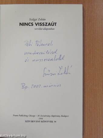 Nincs visszaút (dedikált példány)