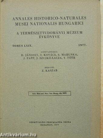 Annales Historico-Naturales Musei Nationalis Hungarici 1977.