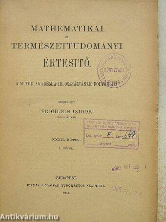 Mathematikai Természettudományi Értesítő 1914