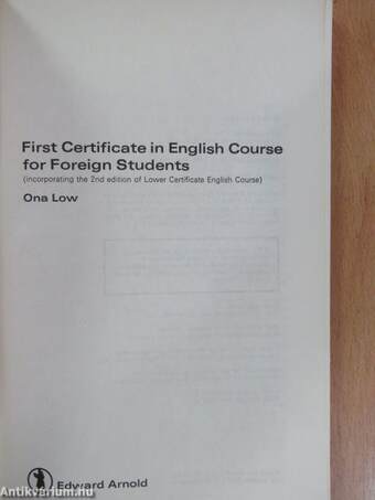 First Certificate in English Course for Foreign Students