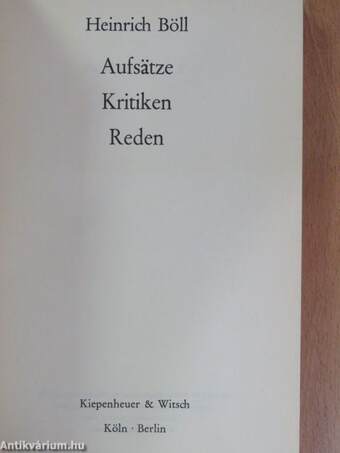 Aufsätze, Kritiken, Reden