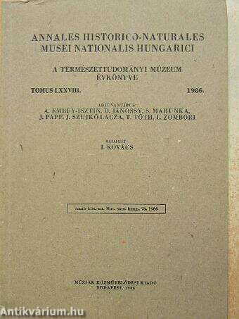 Annales Historico-Naturales Musei Nationalis Hungarici 1986.