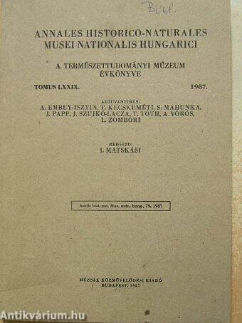 Annales Historico-Naturales Musei Nationalis Hungarici 1987.