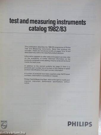 Test and Measuring Instruments Catalog 1982/83