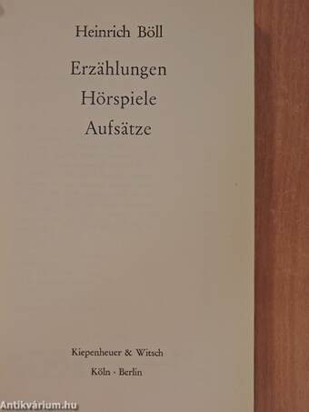 Erzählungen, Hörspiele, Aufsätze