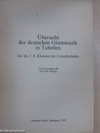 Übersicht der deutschen Grammatik in Tabellen