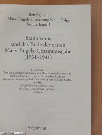 Stalinismus und das Ende der ersten Marx-Engels-Gesamtausgabe (1931-1941)