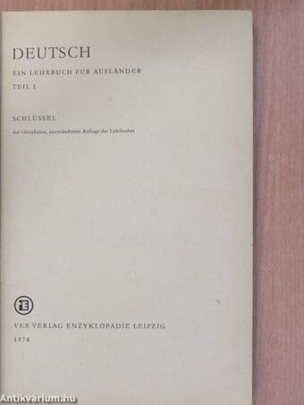 Deutsch - Ein Lehrbuch für Ausländer - Schlüssel 1.