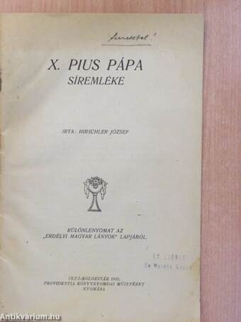 X. Pius pápa síremléke