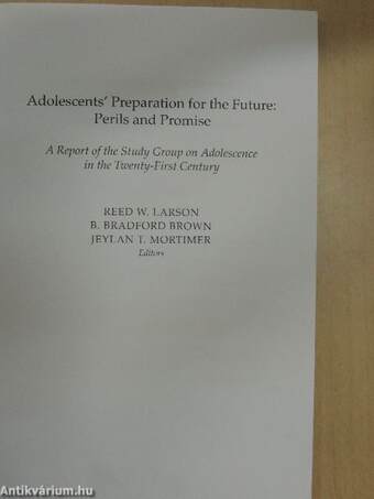 Adolescents' Preparation for the Future - Perils and Promise