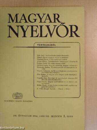 Magyar Nyelvőr 1984. január-december