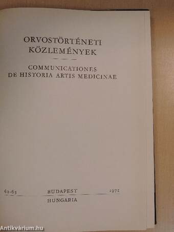 Orvostörténeti közlemények 1971