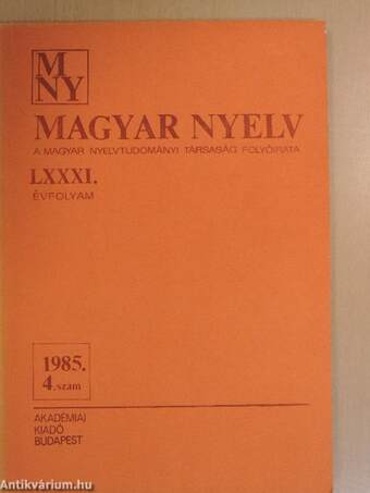 Magyar Nyelv 1985. december