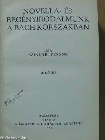 Novella- és regényirodalmunk a Bach-korszakban II. (töredék)