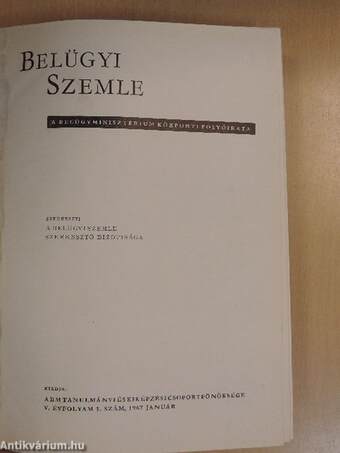 Belügyi Szemle 1967. január-december I-II.