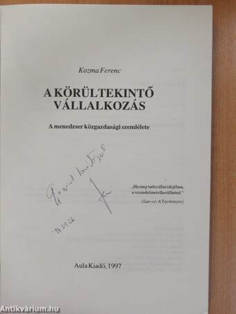 A körültekintő vállalkozás (dedikált példány)