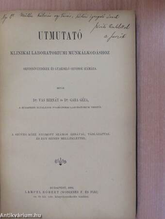 Utmutató klinikai laboratoriumi munkálkodáshoz (dedikált példány)