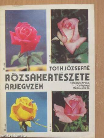 Tóth Józsefné rózsakertészete árjegyzék