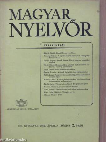 Magyar Nyelvőr 1982. április-június