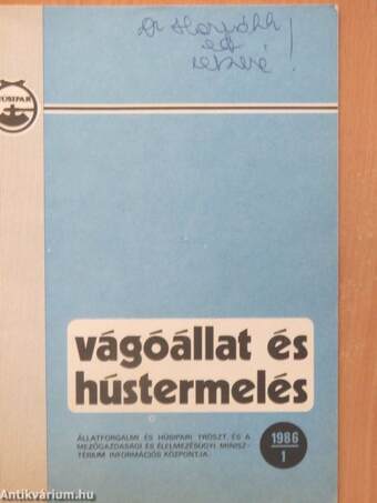 Vágóállat és hústermelés 1986. január-december