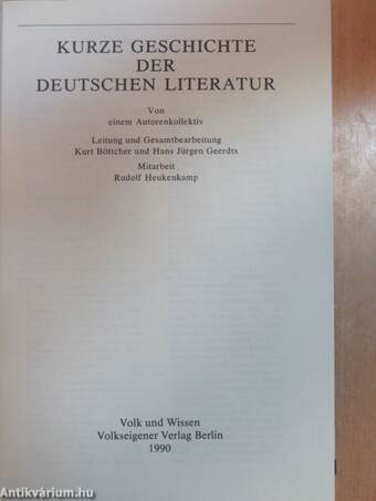 Kurze Geschichte der deutschen Literatur