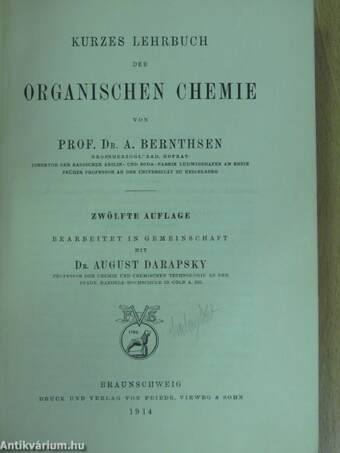 Kurzes Lehrbuch der Organischen Chemie