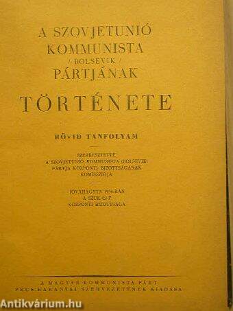 A Szovjetunió kommunista (bolsevik) pártjának története/A meteorologia uj alapjai/Levelező gyorsírás/A papiros tartósságának megállapitása
