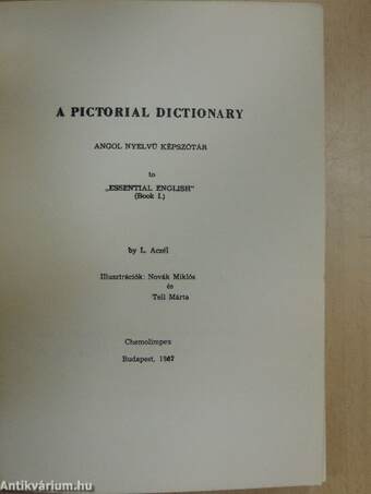 A Pictorial Dictionary to "Essential English" Book I.