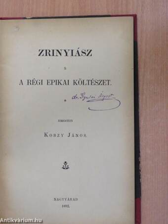 Zrinyiász s a régi epikai költészet