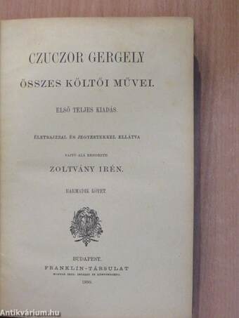 Czuczor Gergely összes költői művei III. (töredék)