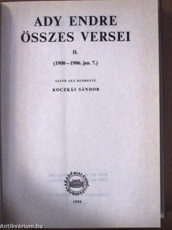 Ady Endre összes versei II. (töredék)