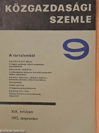 Közgazdasági szemle 1972. szeptember