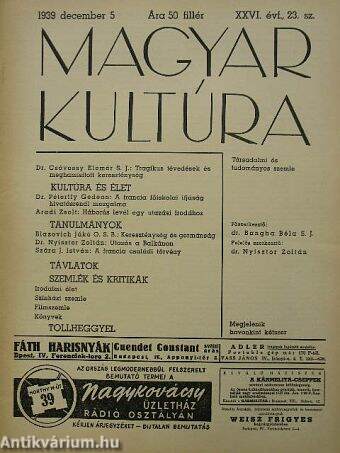 Magyar Kultúra 1939. december 5.