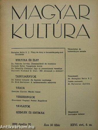 Magyar Kultúra 1939. április 20.
